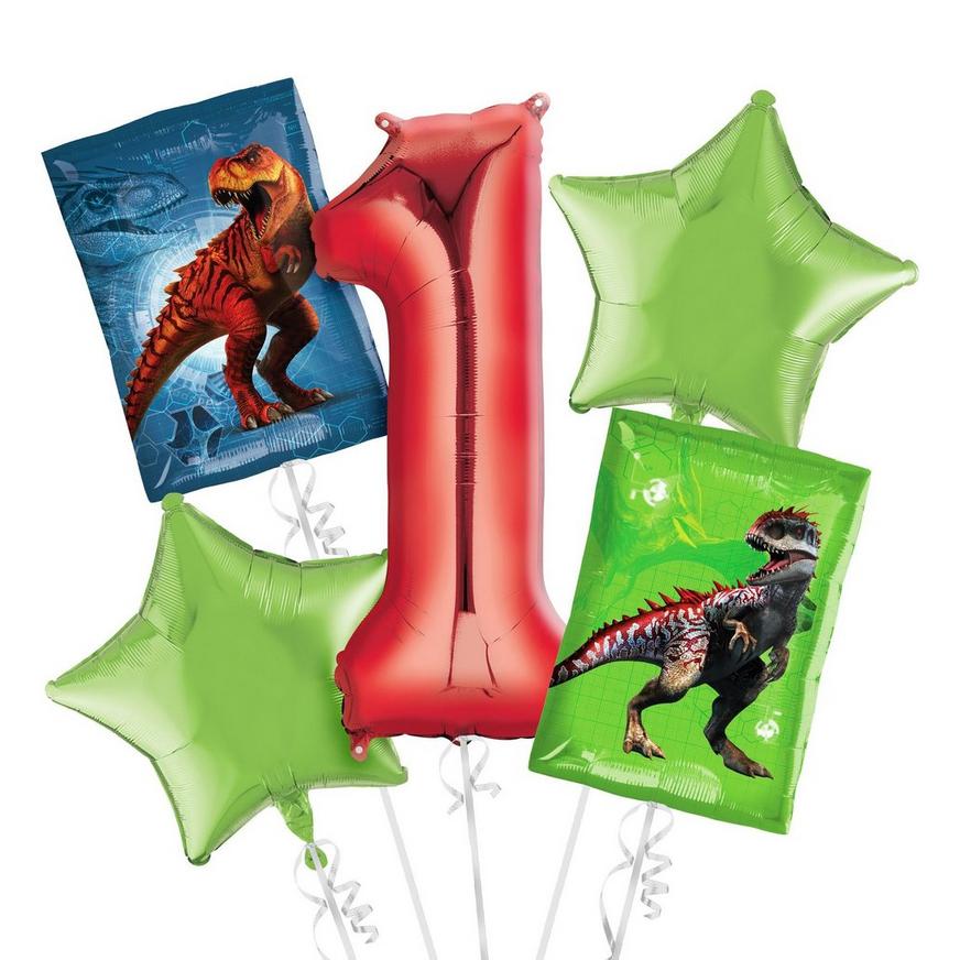 Prehistoric Dinosaurs 1st Birthday Balloon Bouquet 5pc